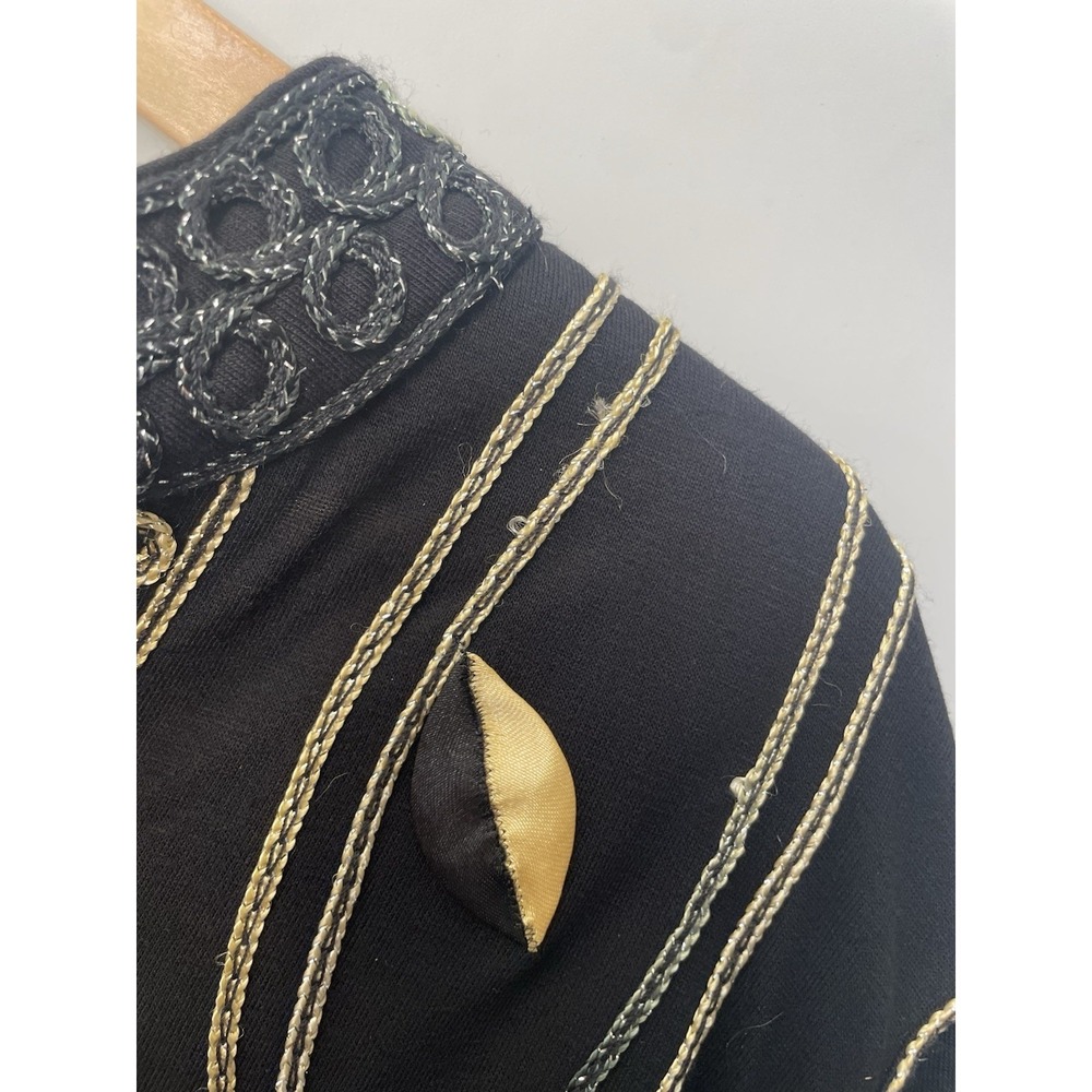Vintage Lauren Michelle Embroidered Tunic Blouse Size XL Black Long Sleeve NEW - Picture 5 of 6